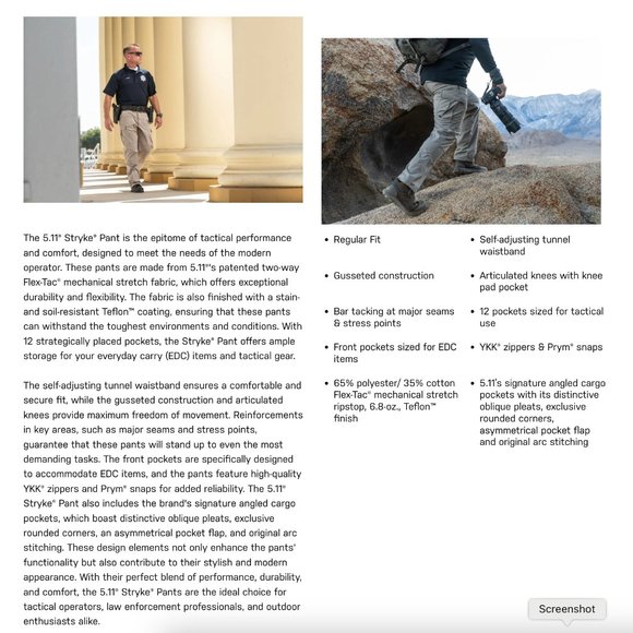 5.11 Tactical Stryke Black pants 42 x 34 - Picture 6 of 6